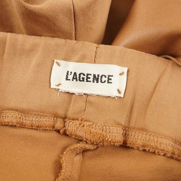 L'Agence Rochelle Coated Hazelnut Brown Pull On Jeans Womens Sz L / G - Picture 5 of 9